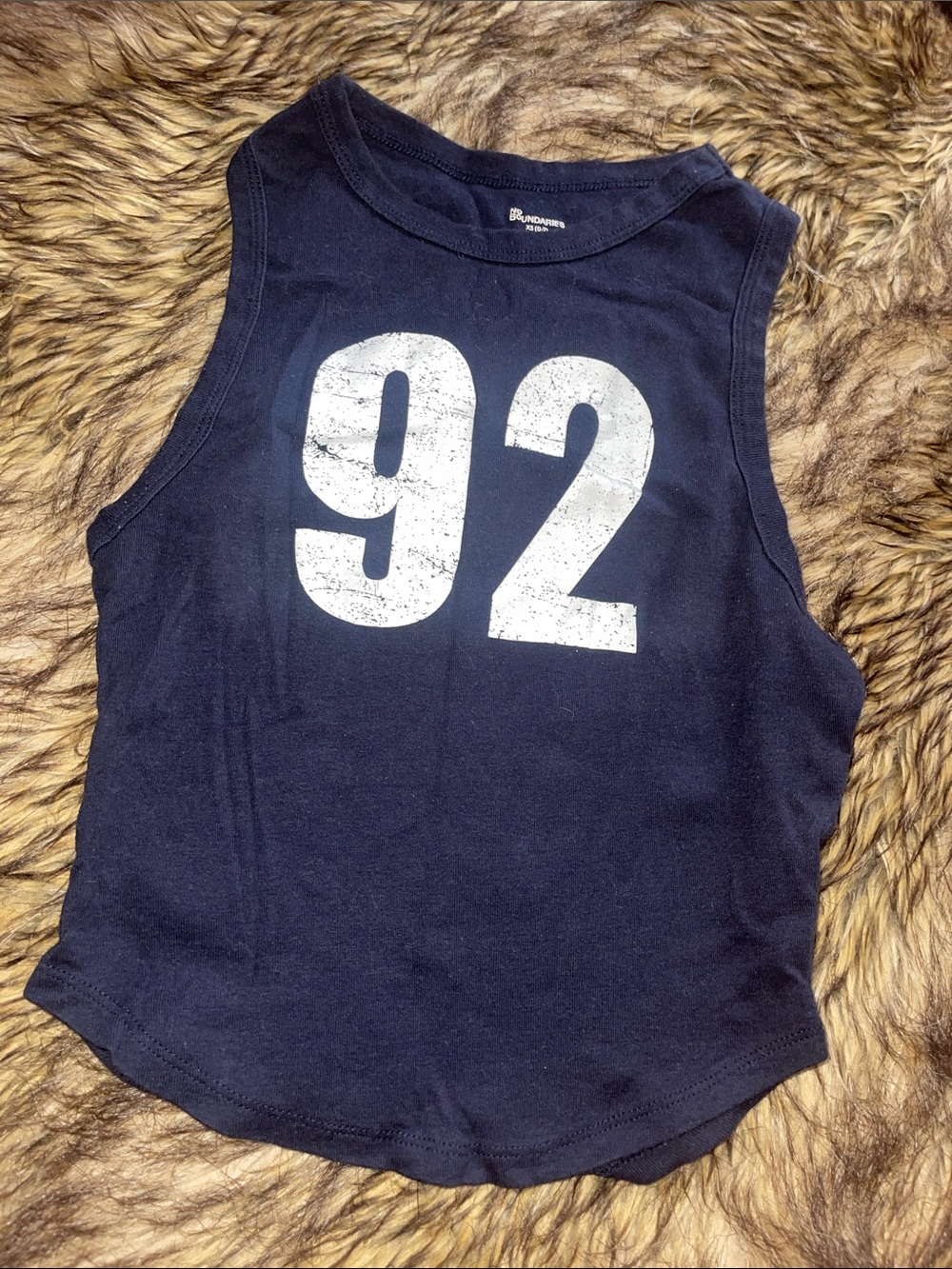 Navy Blue Tank Top with White '92' Graphic